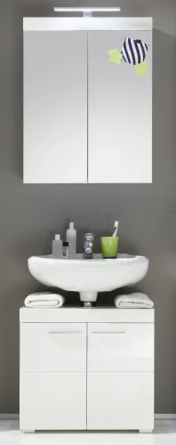 Badezimmer-Set Amanda | weiß Hochglanz | 2-teilig ohne Aufsatzleuchte