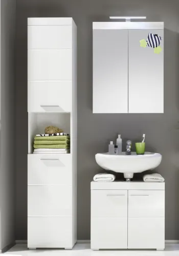 Badezimmer-Set Amanda | weiß Hochglanz | 3-teilig ohne Aufsatzleuchte