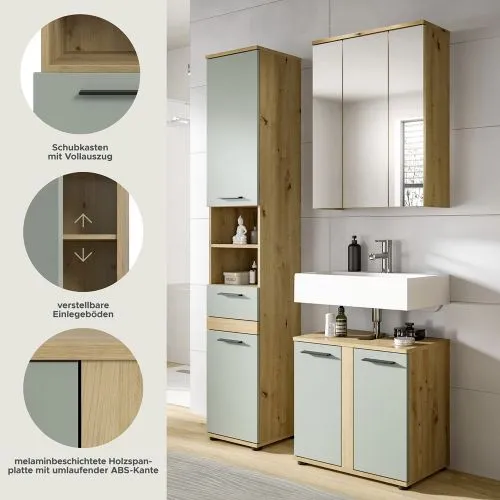 Badezimmer-Set Blake 1 | Salbei / Artisan Eiche | 3-teilig