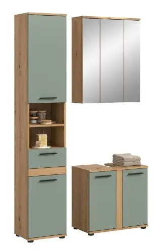 Badezimmer-Set Blake 1 | Salbei / Artisan Eiche | 3-teilig ohne Beleuchtung