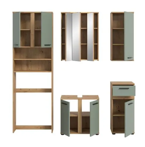 Badezimmer-Set Blake 1 | Salbei / Artisan Eiche | 5-teilig