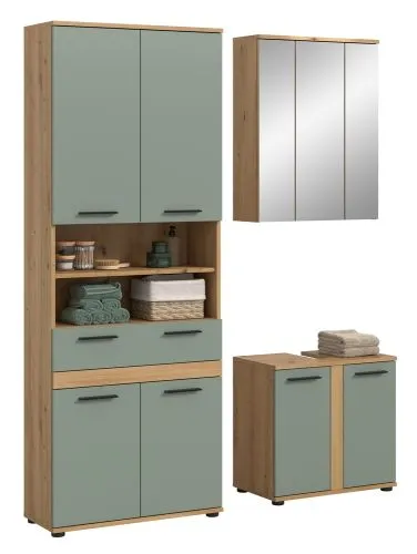 Badezimmer-Set Blake 2 | Salbei / Artisan Eiche | 3-teilig