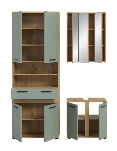 Badezimmer-Set Blake 2 | Salbei / Artisan Eiche | 3-teilig