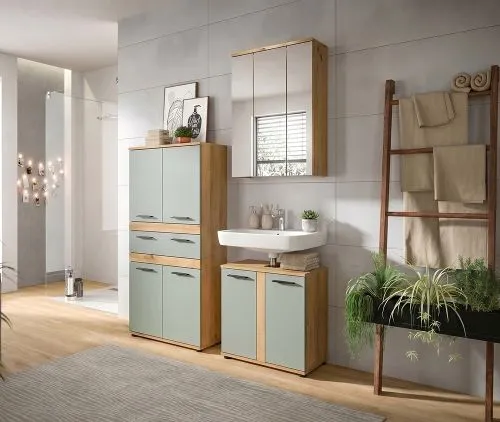 Badezimmer-Set Blake 3 | Salbei / Artisan Eiche | 3-teilig mit LED