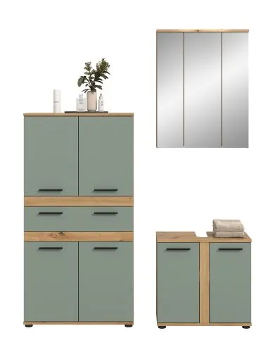 Badezimmer-Set Blake 3 | Salbei / Artisan Eiche | 3-teilig ohne Beleuchtung