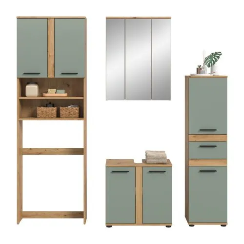 Badezimmer-Set Blake 4 | Salbei / Artisan Eiche | 4-teilig ohne Aufsatzleuchte