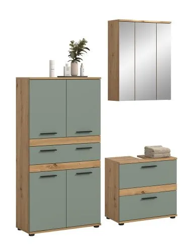 Badezimmer-Set Blake 4a | Salbei / Artisan Eiche | 3-teilig
