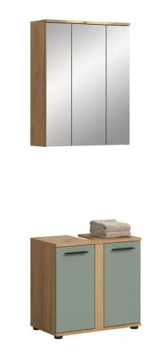 Badezimmer-Set Blake | Salbei / Artisan Eiche | 2-teilig ohne Aufsatzleuchte