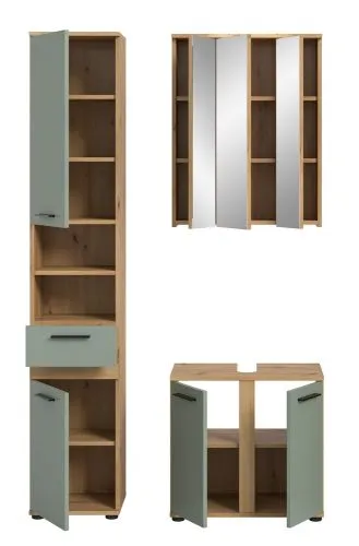 Badezimmer-Set Blake | Salbei / Artisan Eiche | 3-teilig