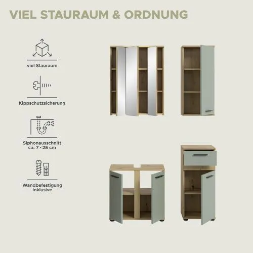 Badezimmer-Set Blake | Salbei / Artisan Eiche | 4-teilig