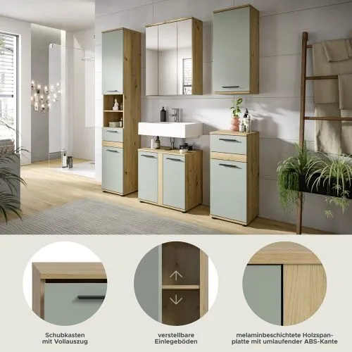 Badezimmer-Set Blake | Salbei / Artisan Eiche | 5-teilig