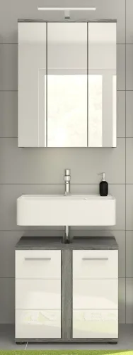 Badezimmer-Set Blake | weiß Hochglanz / rauchsilber | 2-teilig