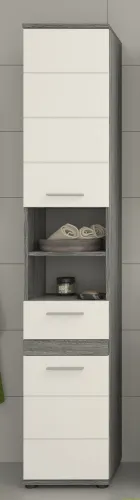 Badezimmer-Set Blake | weiß Hochglanz / rauchsilber | 5-teilig