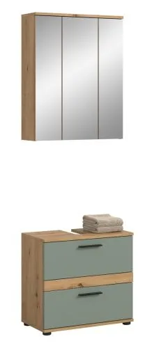 Badezimmer-Set Blake1 | Salbei / Artisan Eiche | 2-teilig ohne Aufsatzleuchte