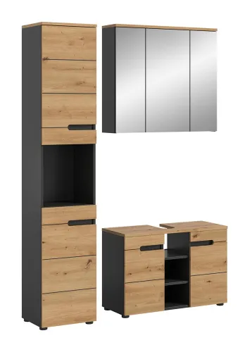 Badezimmer Set Canu 2 | 3-teilig | Artisan Eiche / Basalt grau