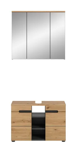 Badezimmer Set Canu 2 | 2-teilig | Artisan Eiche / Basalt grau | optional Beleuchtung