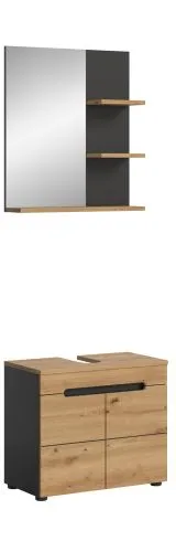Badezimmer Set Canu | 2-teilig | Artisan Eiche / Basalt grau | optional Beleuchtung