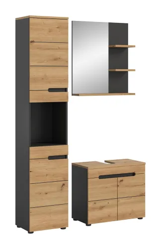 Badezimmer Set Canu | 3-teilig | Artisan Eiche / Basalt grau