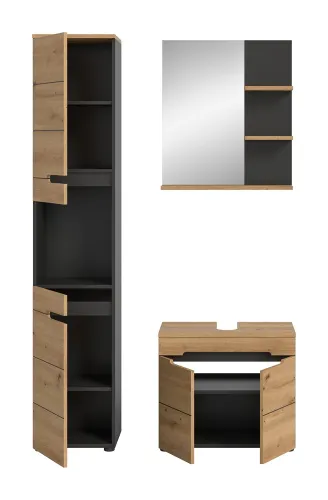 Badezimmer Set Canu | 3-teilig | Artisan Eiche / Basalt grau