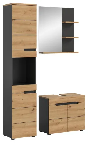 Badezimmer Set Canu | 3-teilig | Artisan Eiche / Basalt grau
