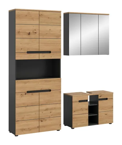 Badezimmer Set Canu 4 | 3-teilig | Artisan Eiche / Basalt grau