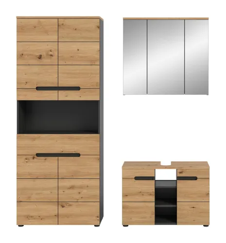Badezimmer Set Canu 4 | 3-teilig | Artisan Eiche / Basalt grau