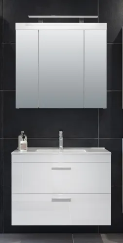 Badezimmer-Set Devon | inkl. Waschbecken | weiß Hochglanz | 2-teilig