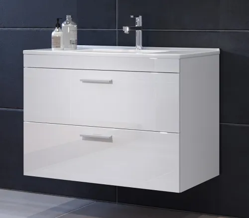 Badezimmer-Set Devon | inkl. Waschbecken | weiß Hochglanz | 2-teilig
