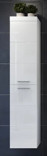 Badezimmer Set Devon | inkl. Waschbecken | weiß Hochglanz | 3-teilig mit Aufsatzleuchte