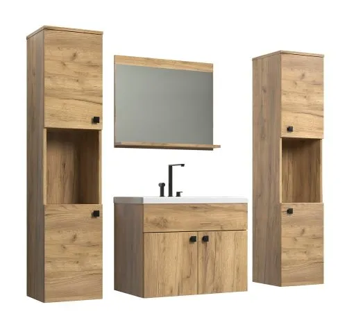 Badezimmer Set Haven | inkl. Waschbecken | Eiche Kraft Gold | 4-teilig