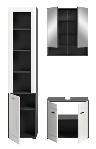 Badezimmer-Set Lago | weiß / grau | 3-teilig