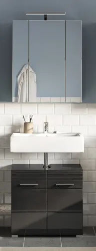 Badezimmer-Set Linus | schwarz Hochglanz | 2-teilig