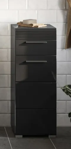 Badezimmer-Set Linus | schwarz Hochglanz | 5-teilig