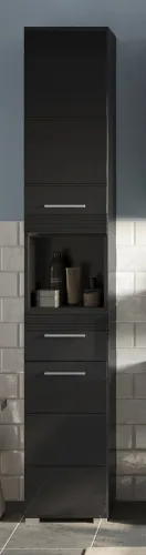 Badezimmer-Set Linus | schwarz Hochglanz | 5-teilig mit Aufsatzleuchte