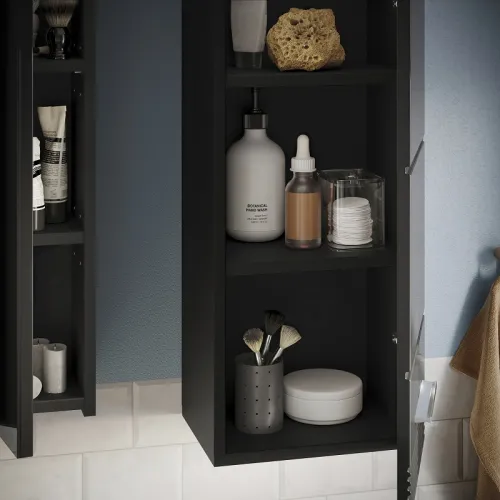 Badezimmer-Set Linus | schwarz Hochglanz | 5-teilig ohne Aufsatzleuchte