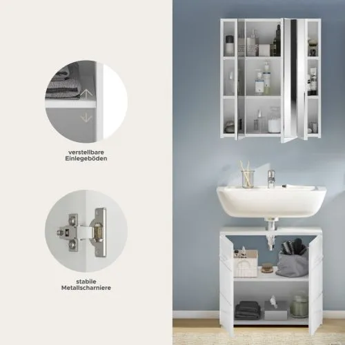 Badezimmer-Set Linus | weiß Hochglanz | 2-teilig ohne Aufsatzleuchte