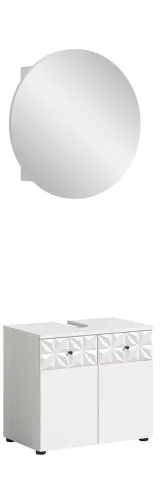 Badezimmer-Set Prisma 4 | weiß / weiß Hochglanz | 2-teilig