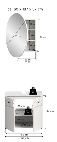 Badezimmer-Set Prisma 4 | weiß / weiß Hochglanz | 2-teilig