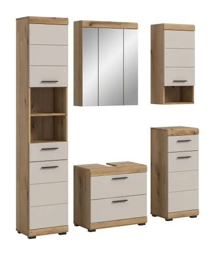 Badezimmer-Set Scout 1 | Kaschmir / Evoak Oak | 5-teilig ohne Aufsatzleuchte
