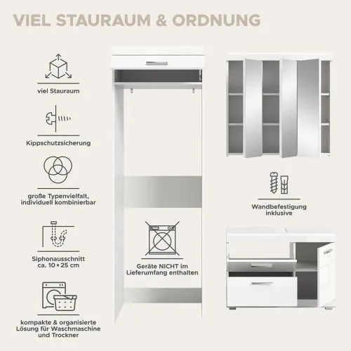 Badezimmer-Set Scout 1 | weiß Hochglanz / weiß | 3-teilig ohne Aufsatzleuchte
