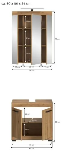 Badezimmer-Set Scout 2 | Artisan Eiche | 2-teilig ohne Aufsatzleuchte
