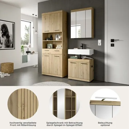 Badezimmer-Set Scout 2 | Artisan Eiche | 3-teilig mit Aufsatzleuchte