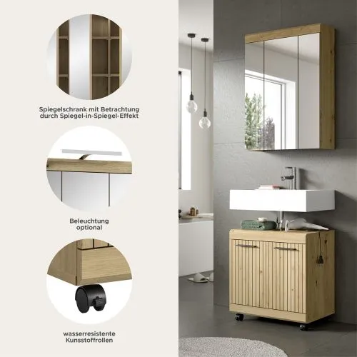 Badezimmer-Set Scout 2 auf Rollen | Artisan Eiche | 2-teilig ohne
