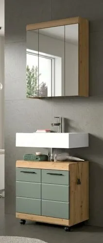 Badezimmer-Set Scout 2 auf Rollen | Salbei / Artisan Eiche | 2-teilig ohne