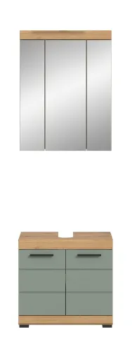 Badezimmer-Set Scout 2 | Salbei / Artisan Eiche | 2-teilig | optional Aufsatzleuchte
