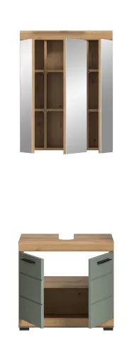 Badezimmer-Set Scout 2 | Salbei / Artisan Eiche | 2-teilig | optional Aufsatzleuchte