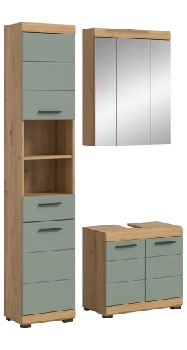 Badezimmer-Set Scout 2 | Salbei / Artisan Eiche | 3-teilig | optional Aufsatzleuchte