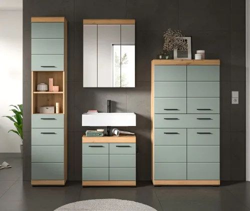 Badezimmer-Set Scout 5 | Salbei / Artisan Eiche | 4-teilig | optional Aufsatzleuchte