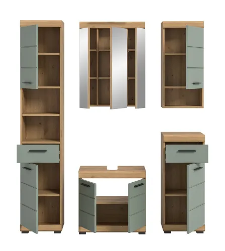 Badezimmer-Set Scout 2 | Salbei / Artisan Eiche | 5-teilig