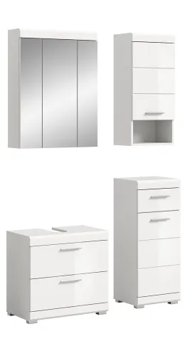 Badezimmer-Set Scout 6 | weiß Hochglanz / weiß | 4-teilig | optional Aufsatzleuchte